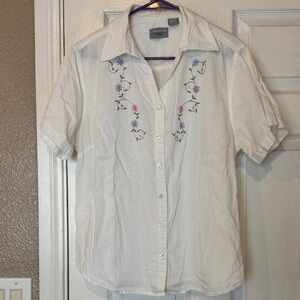 Company One White Embroidered Button-Up Shirt